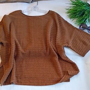 Time and Tru Women's Textured Brown Sweater